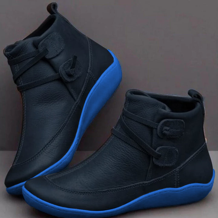 Bryony | Cushioned Comfort Ankle Boots with Side Lacing - Blue