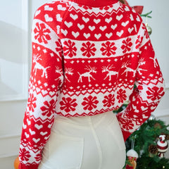 Ivy | Relaxed Festive Jumper with Snowflake and Deer Pattern