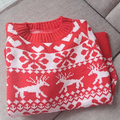 Ivy | Relaxed Festive Jumper with Snowflake and Deer Pattern