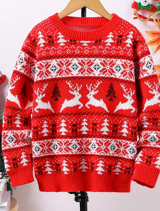 Rupert | Relaxed Nordic Jumper with Reindeer Pattern - Red