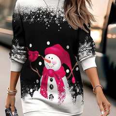 Joelle | Christmas Sweatshirt Dress with Snowman Print
