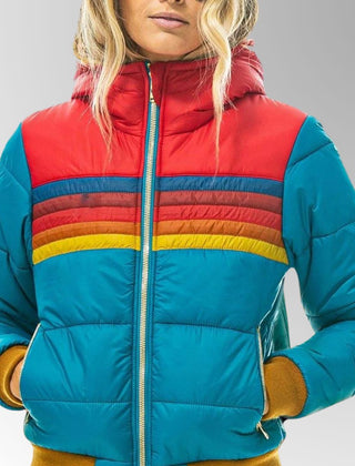 Marnie | Retro Stripe Quilted Puffer Jacket with Hood