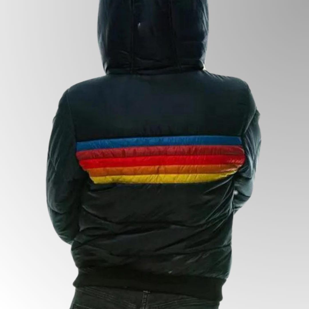 Marnie | Retro Stripe Quilted Puffer Jacket with Hood