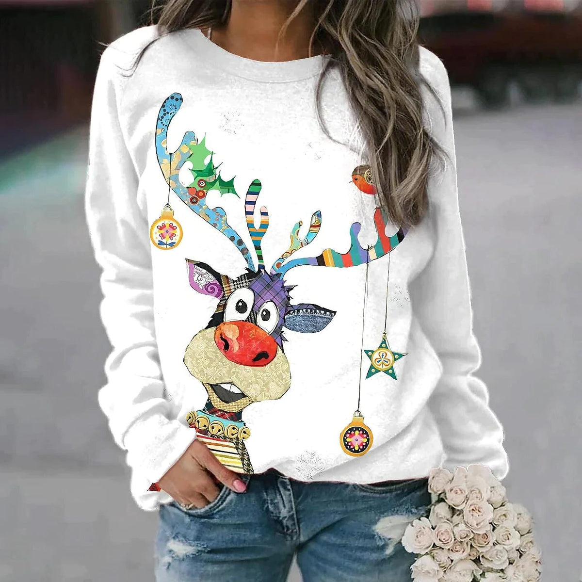 Gabriella | Relaxed Christmas Sweatshirt with Festive Graphic Print