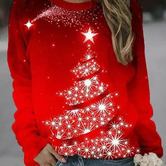 Carol | Holiday Print Christmas Sweatshirt with Round Neck