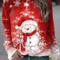 Carol | Holiday Print Christmas Sweatshirt with Round Neck