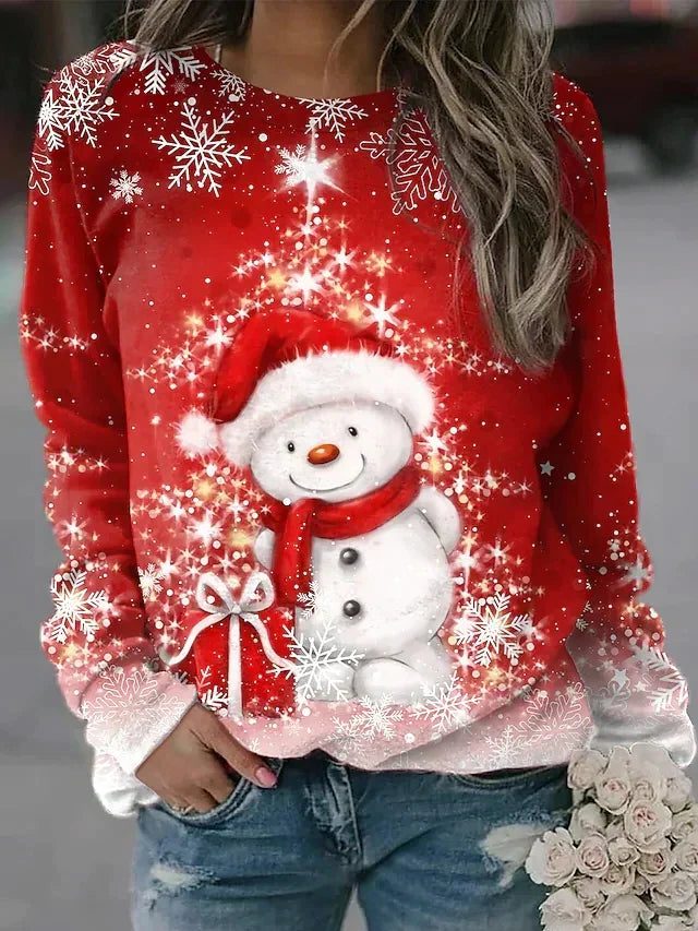 Carol | Holiday Print Christmas Sweatshirt with Round Neck