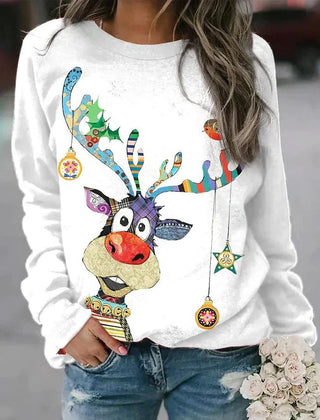 Carol | Holiday Print Christmas Sweatshirt with Round Neck