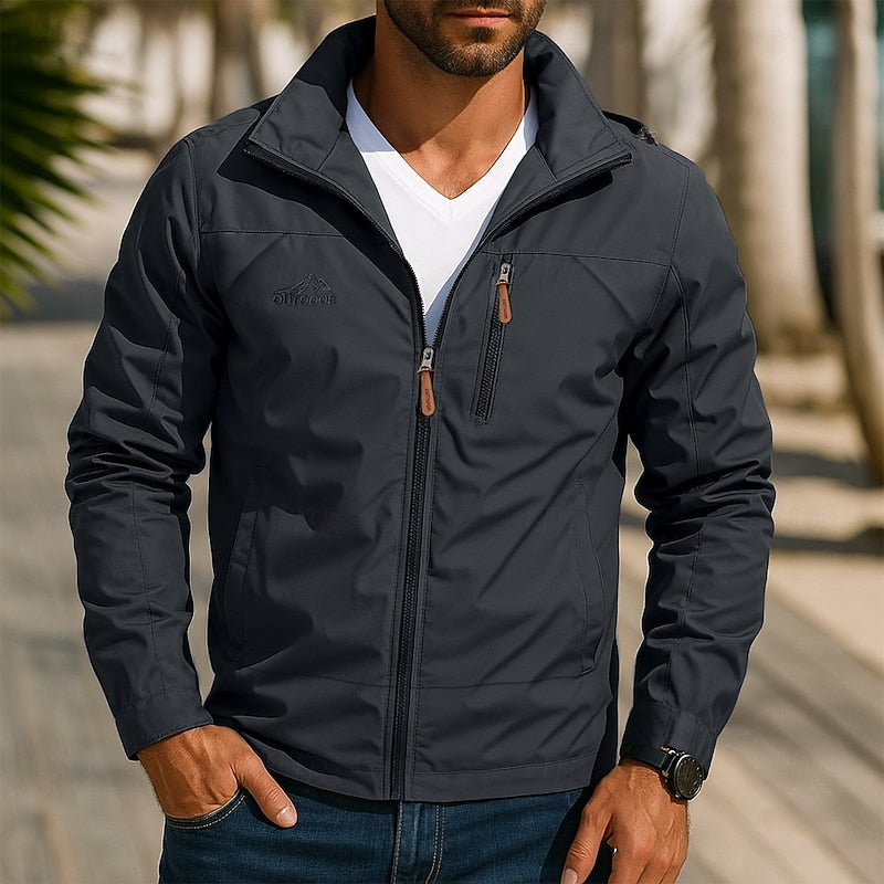 Duncan | Relaxed Outdoor Jacket with Stand Collar - Dark Grey