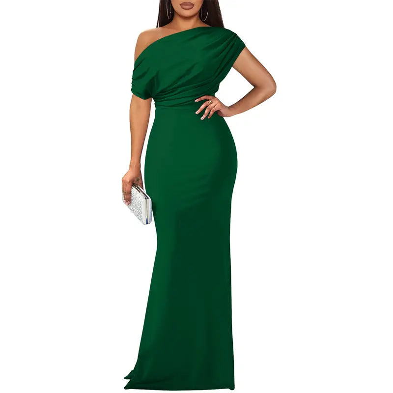 Arabella | Off-Shoulder Bodycon Maxi Dress with Floor-Length Hem - Green