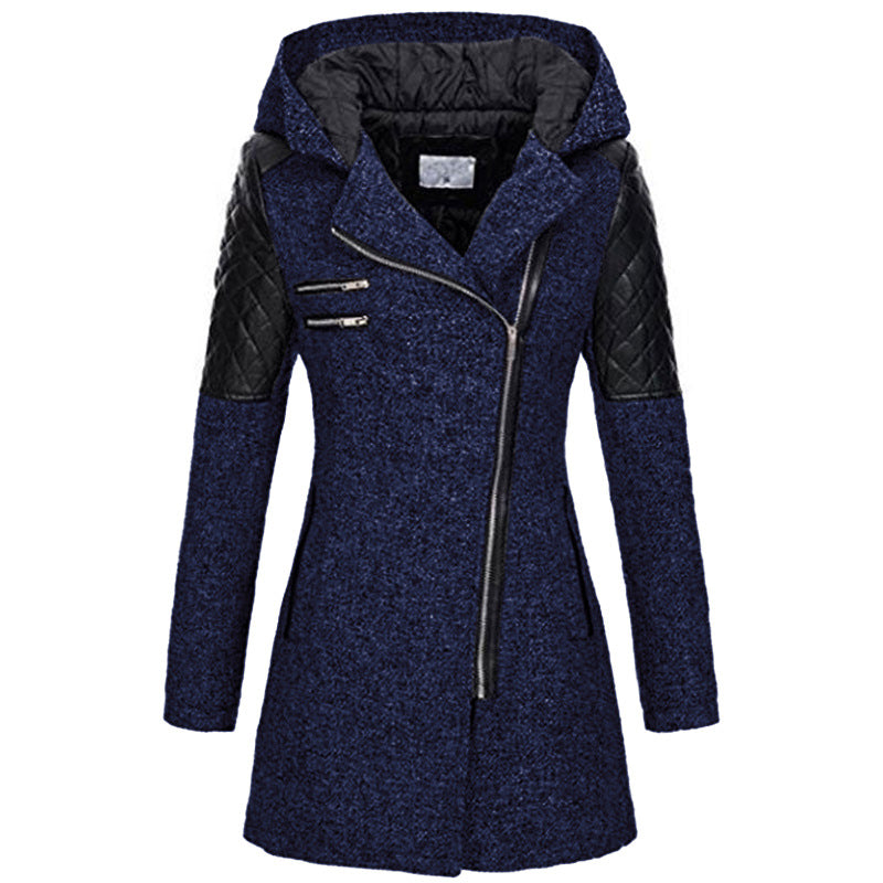 Fenwick Fitted Hooded Coat - Dark Blue
