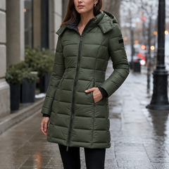 Eloise Quilted Mid-Length Puffer Jacket - Green