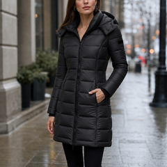 Eloise Quilted Mid-Length Puffer Jacket - Black