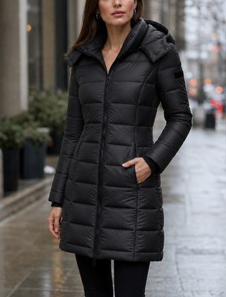 Eloise Quilted Mid-Length Puffer Jacket - Black