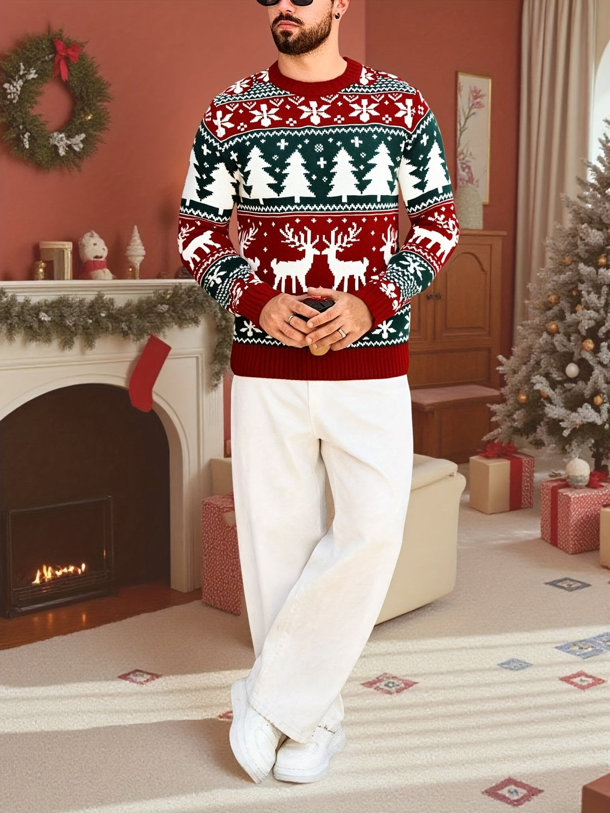 Angus | Festive Knitted Jumper with Winter Motifs