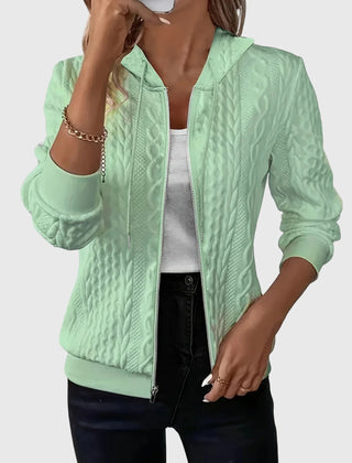 Elsie | Minimalist Zip-Up Hoodie with Full-Length Zip - Green