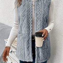 Textured Longline Gilet with Open Front