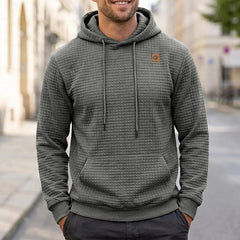 Lachlan | Waffle-Textured Hoodie with Kangaroo Pocket - Grey