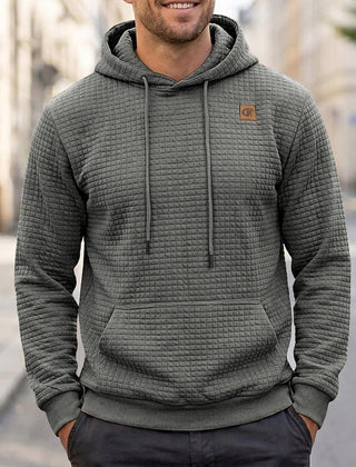 Lachlan | Waffle-Textured Hoodie with Kangaroo Pocket - Grey