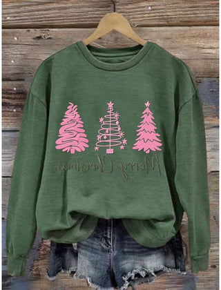 Evie | Women's Christmas Tree Sweatshirt with Festive Script