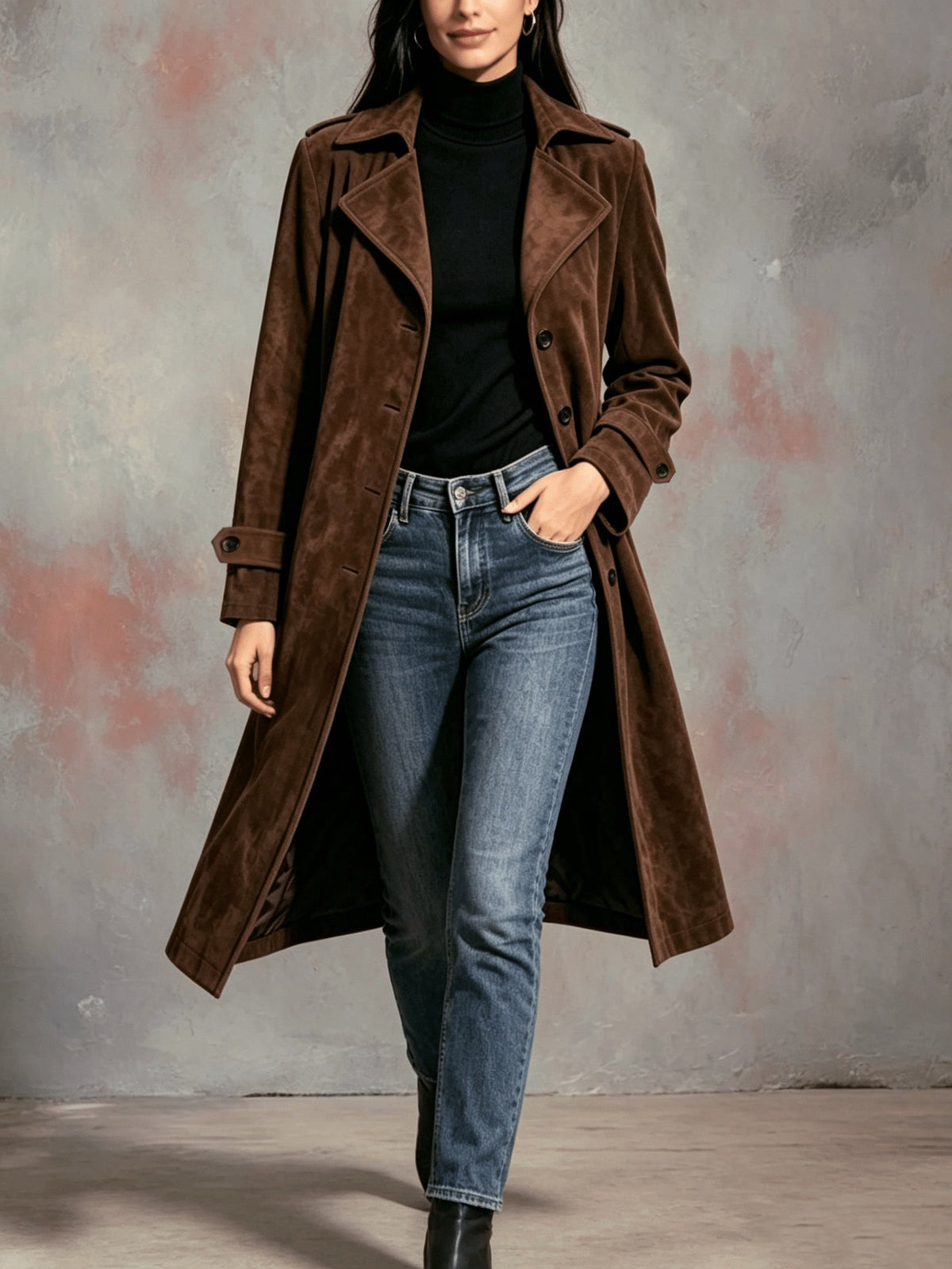 Philomena | Longline Tailored Coat with Lapel Collar