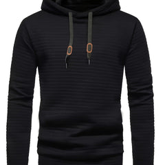 Hamish | Textured Relaxed Hoodie with Contrast Elbow Patches