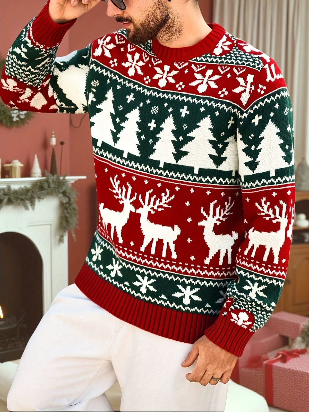 Angus | Festive Knitted Jumper with Winter Motifs