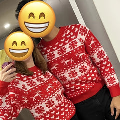 Ivy | Relaxed Festive Jumper with Snowflake and Deer Pattern