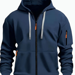 Ewan | Everyday Zip-Up Hoodie with Drawstring Hood - Navy