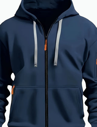 Ewan | Everyday Zip-Up Hoodie with Drawstring Hood - Navy
