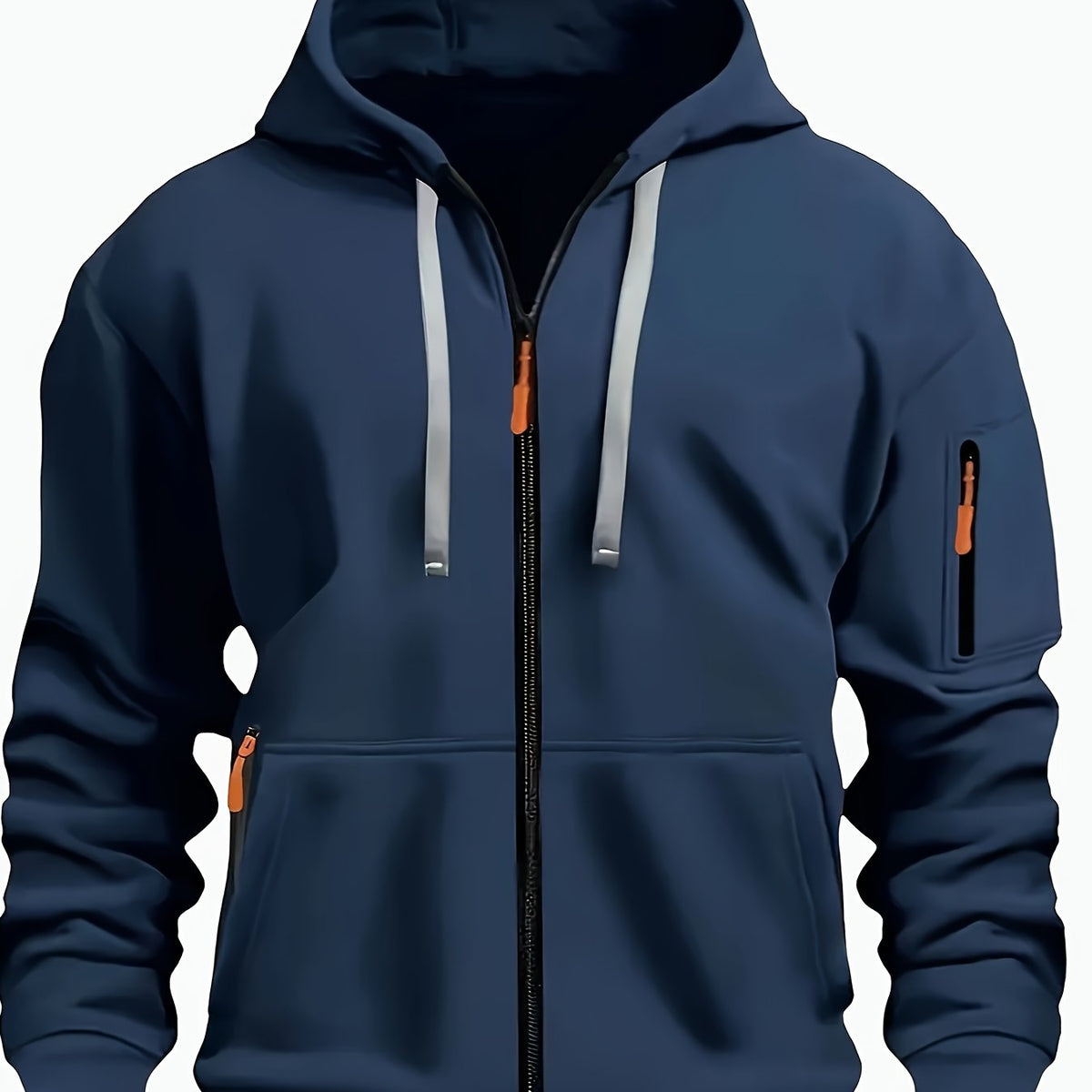 Ewan | Everyday Zip-Up Hoodie with Drawstring Hood - Navy