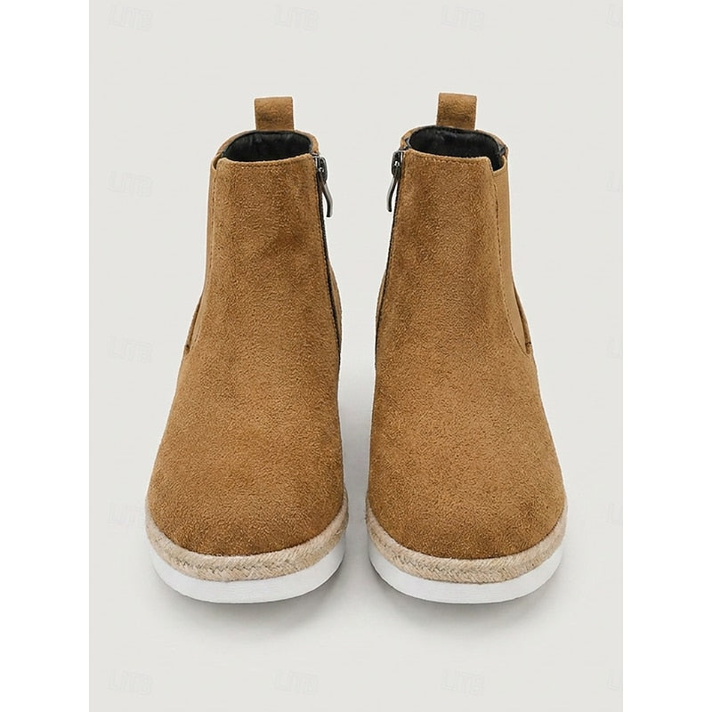 Clemence | Cushioned Wedge Ankle Boots with Braided Trim