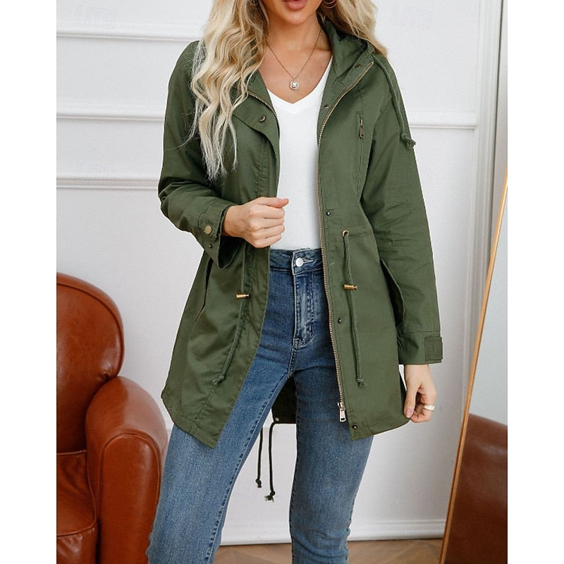 Gwendolyn | Hooded Utility Coat with Drawstring Waist