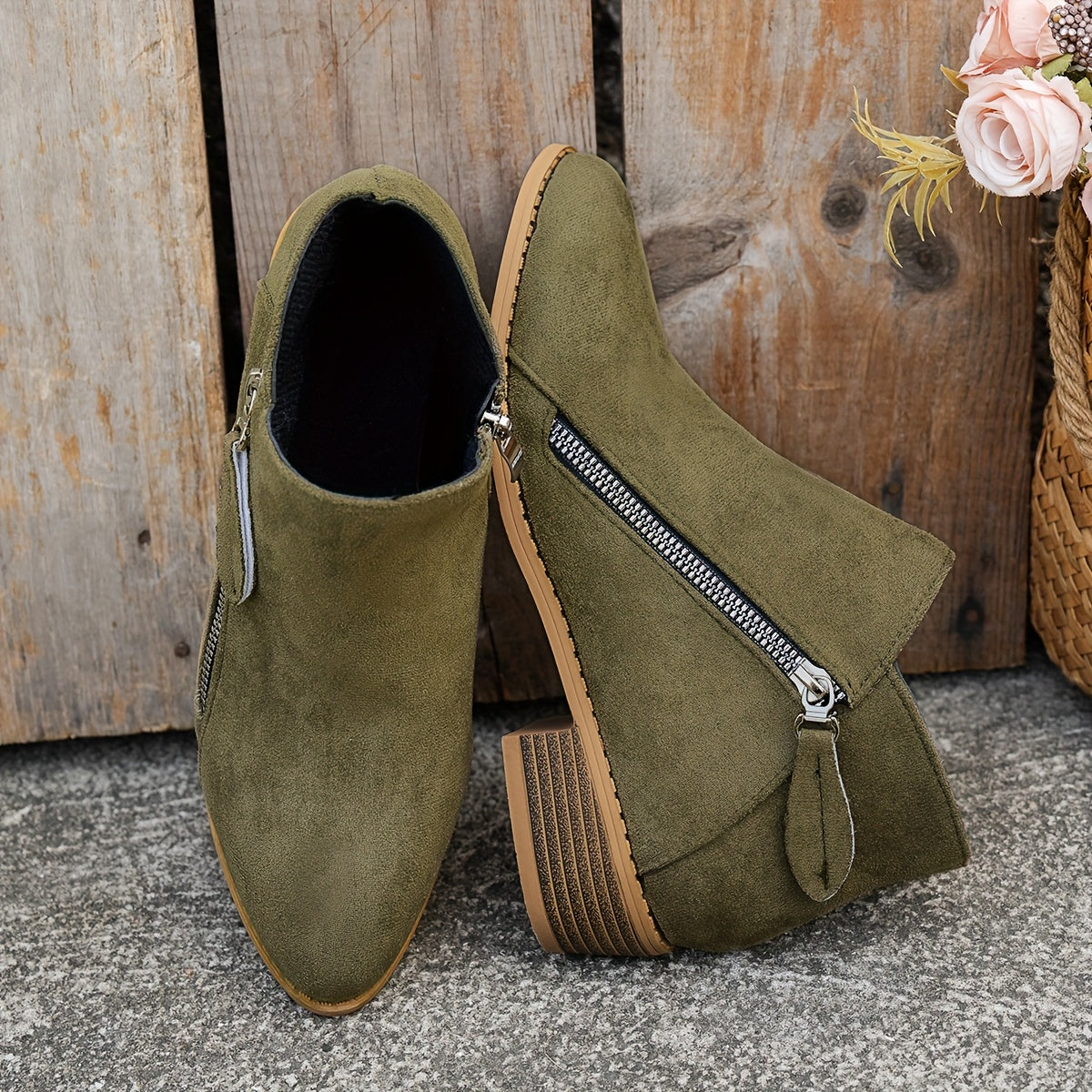 Lorna | Everyday Block Heel Ankle Boots with Side Zip
