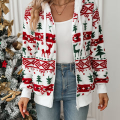 Noelle | Cosy Festive Hooded Cardigan with Zip Front