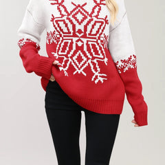 Neve | Snowflake Christmas Jumper with Colour-Block Design