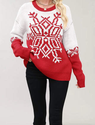 Neve | Snowflake Christmas Jumper with Colour-Block Design