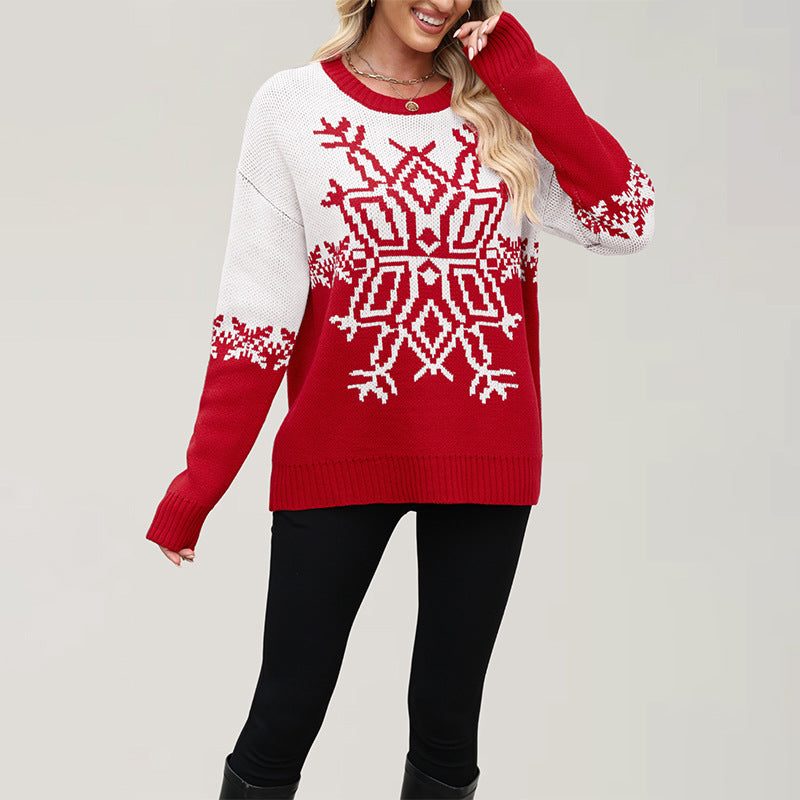 Neve | Snowflake Christmas Jumper with Colour-Block Design