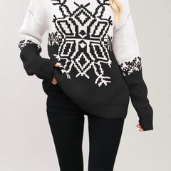 Neve | Snowflake Christmas Jumper with Colour-Block Design