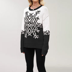 Neve | Snowflake Christmas Jumper with Colour-Block Design