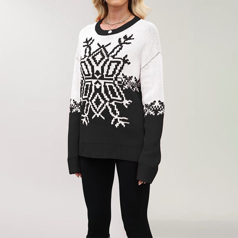Neve | Snowflake Christmas Jumper with Colour-Block Design