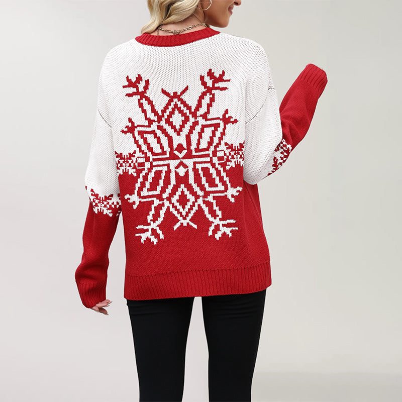 Neve | Snowflake Christmas Jumper with Colour-Block Design