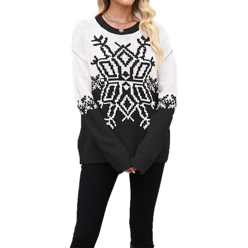 Neve | Snowflake Christmas Jumper with Colour-Block Design