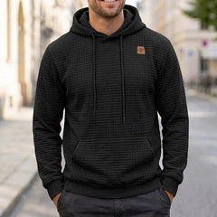 Lachlan | Waffle-Textured Hoodie with Kangaroo Pocket - Black