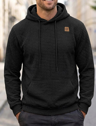 Lachlan | Waffle-Textured Hoodie with Kangaroo Pocket - Black