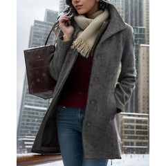 Evangeline | Tailored Button-Front Coat with Turndown Collar - Grey
