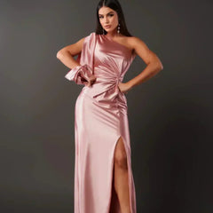 Octavia | One-Shoulder Maxi Dress with Knot Front and Leg Slit