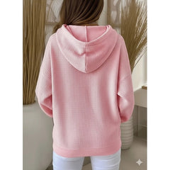 Poppy | Relaxed Waffle-Textured Hoodie with Drawstring Hood