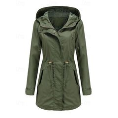Gwendolyn | Hooded Utility Coat with Drawstring Waist