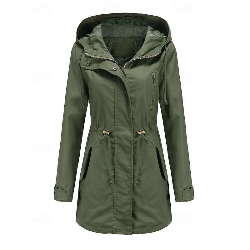 Gwendolyn | Hooded Utility Coat with Drawstring Waist